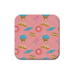 Toothy Sweets Rubber Coaster (square)  by SychEva