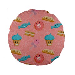 Toothy Sweets Standard 15  Premium Round Cushions by SychEva