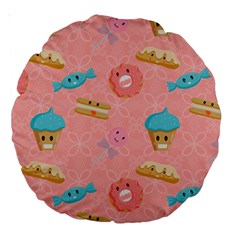 Toothy Sweets Large 18  Premium Round Cushions by SychEva