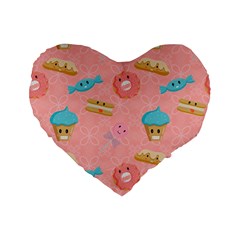 Toothy Sweets Standard 16  Premium Flano Heart Shape Cushions by SychEva