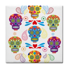 Boho Skull Vibe Tile Coaster by designsbymallika