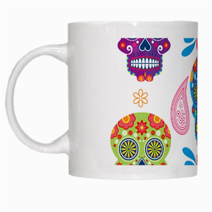 Boho Skull Vibe White Mugs