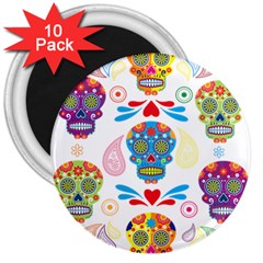 Boho Skull Vibe 3  Magnets (10 Pack)  by designsbymallika