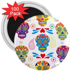 Boho Skull Vibe 3  Magnets (100 Pack) by designsbymallika