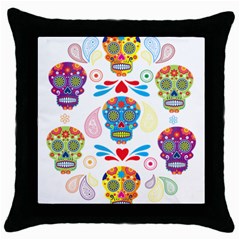 Boho Skull Vibe Throw Pillow Case (black) by designsbymallika