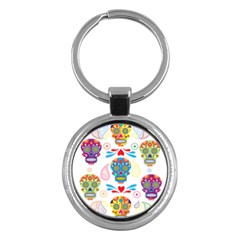 Boho Skull Vibe Key Chain (round) by designsbymallika