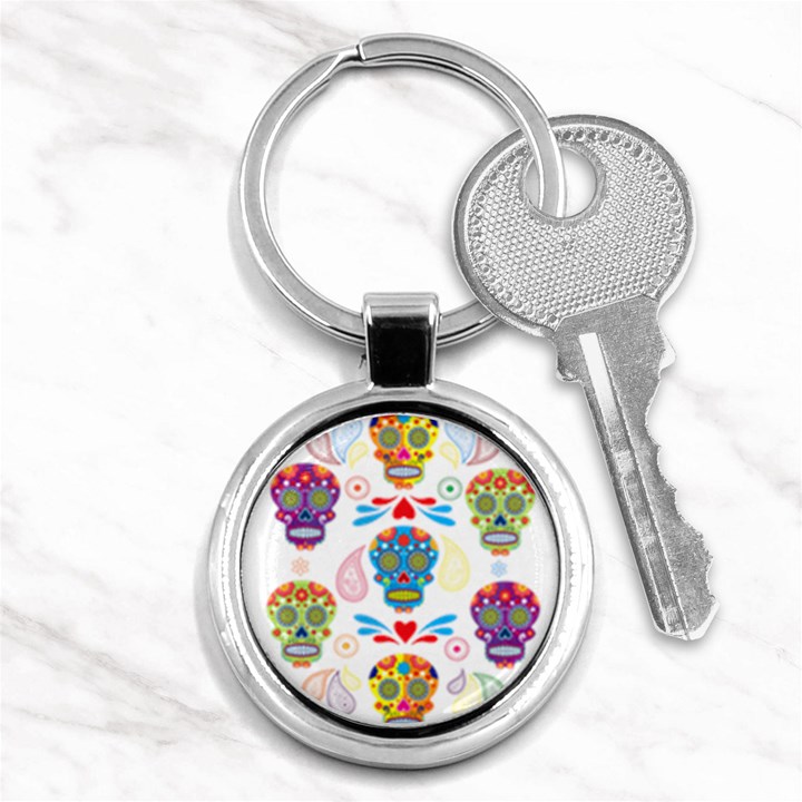 Boho Skull Vibe Key Chain (Round)