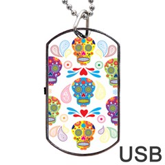 Boho Skull Vibe Dog Tag Usb Flash (one Side) by designsbymallika