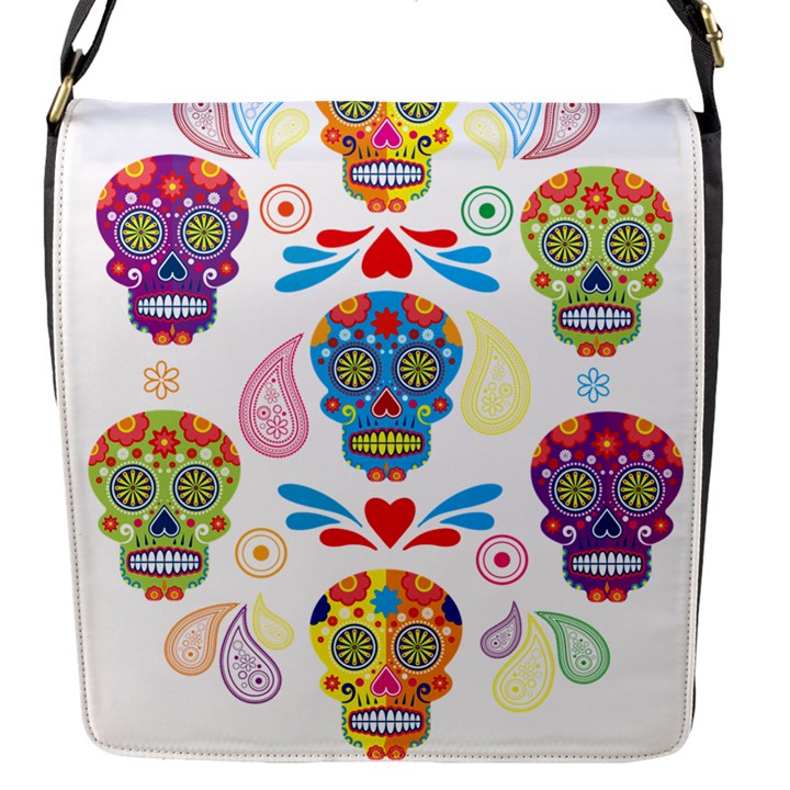 Boho Skull Vibe Flap Closure Messenger Bag (S)