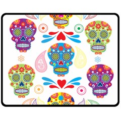 Boho Skull Vibe Double Sided Fleece Blanket (medium)  by designsbymallika