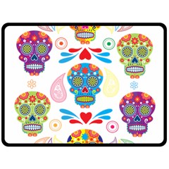 Boho Skull Vibe Double Sided Fleece Blanket (large)  by designsbymallika