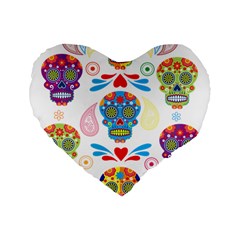 Boho Skull Vibe Standard 16  Premium Flano Heart Shape Cushions by designsbymallika