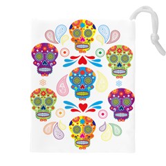 Boho Skull Vibe Drawstring Pouch (4xl) by designsbymallika