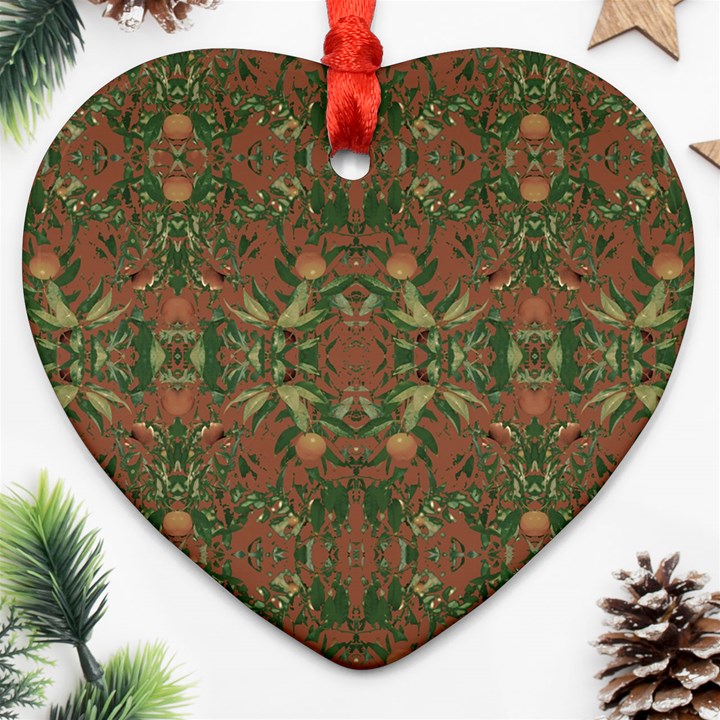 Modern Tropical Motif Print Ornament (Heart)