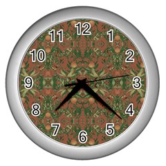 Modern Tropical Motif Print Wall Clock (silver) by dflcprintsclothing