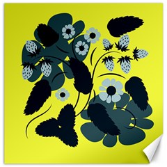 Folk Floral Art Print  Flowers Abstract Art  Poster  Canvas 12  X 12  by Eskimos