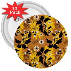 Folk Flowers Art Pattern  3  Buttons (10 Pack)  by Eskimos