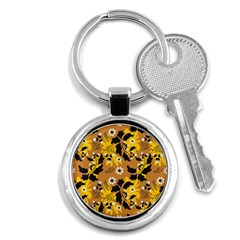 Folk Flowers Art Pattern  Key Chain (round) by Eskimos