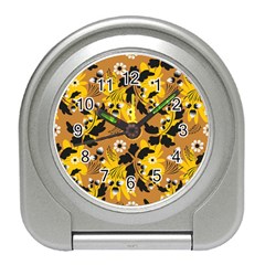 Folk Flowers Art Pattern  Travel Alarm Clock by Eskimos