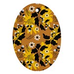 Folk flowers art pattern  Oval Ornament (Two Sides) Front