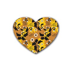 Folk Flowers Art Pattern  Heart Coaster (4 Pack)  by Eskimos