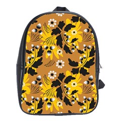 Folk Flowers Art Pattern  School Bag (large) by Eskimos