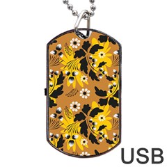 Folk Flowers Art Pattern  Dog Tag Usb Flash (two Sides) by Eskimos