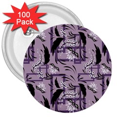 Folk Flowers Art Pattern Floral  3  Buttons (100 Pack)  by Eskimos