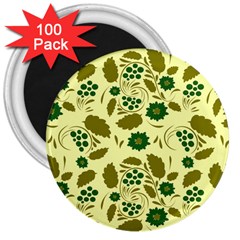 Folk Flowers Art Pattern Floral  3  Magnets (100 Pack) by Eskimos