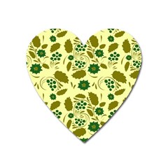 Folk Flowers Art Pattern Floral  Heart Magnet by Eskimos