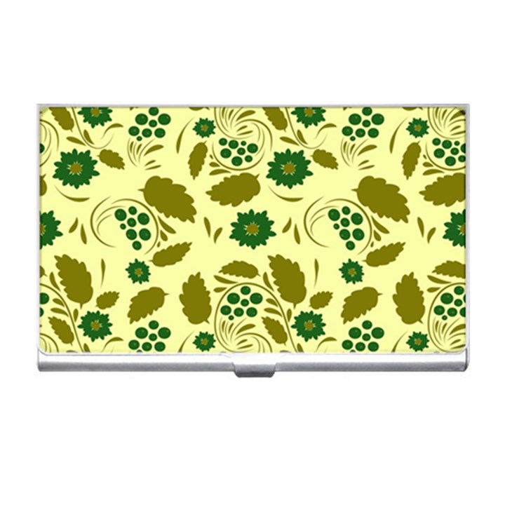 Folk flowers art pattern Floral  Business Card Holder