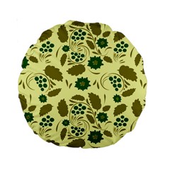 Folk Flowers Art Pattern Floral  Standard 15  Premium Round Cushions by Eskimos