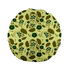 Folk Flowers Art Pattern Floral  Standard 15  Premium Flano Round Cushions by Eskimos