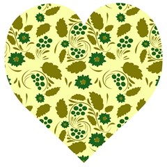 Folk Flowers Art Pattern Floral  Wooden Puzzle Heart by Eskimos