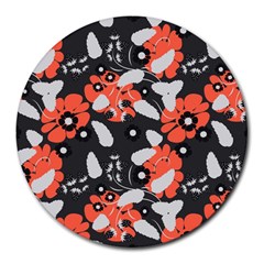 Folk flowers art pattern Floral   Round Mousepads