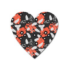 Folk flowers art pattern Floral   Heart Magnet