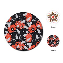 Folk flowers art pattern Floral   Playing Cards Single Design (Round)