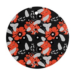 Folk flowers art pattern Floral   Round Ornament (Two Sides)