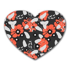 Folk flowers art pattern Floral   Heart Mousepads