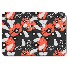 Folk flowers art pattern Floral   Large Doormat 