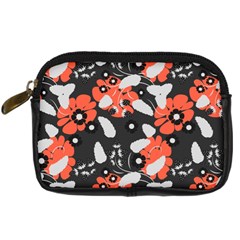 Folk flowers art pattern Floral   Digital Camera Leather Case