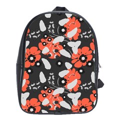 Folk flowers art pattern Floral   School Bag (Large)