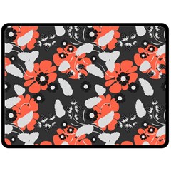 Folk flowers art pattern Floral   Fleece Blanket (Large) 