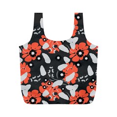 Folk flowers art pattern Floral   Full Print Recycle Bag (M)