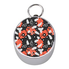 Folk flowers art pattern Floral   Mini Silver Compasses