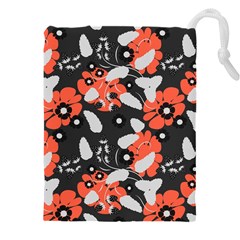 Folk flowers art pattern Floral   Drawstring Pouch (4XL)