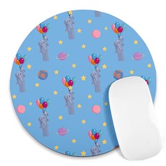 Baby Elephant Flying On Balloons Round Mousepads by SychEva