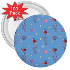 Baby Elephant Flying On Balloons 3  Buttons (100 Pack)  by SychEva