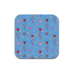 Baby Elephant Flying On Balloons Rubber Square Coaster (4 Pack)  by SychEva