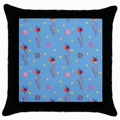 Baby Elephant Flying On Balloons Throw Pillow Case (black) by SychEva